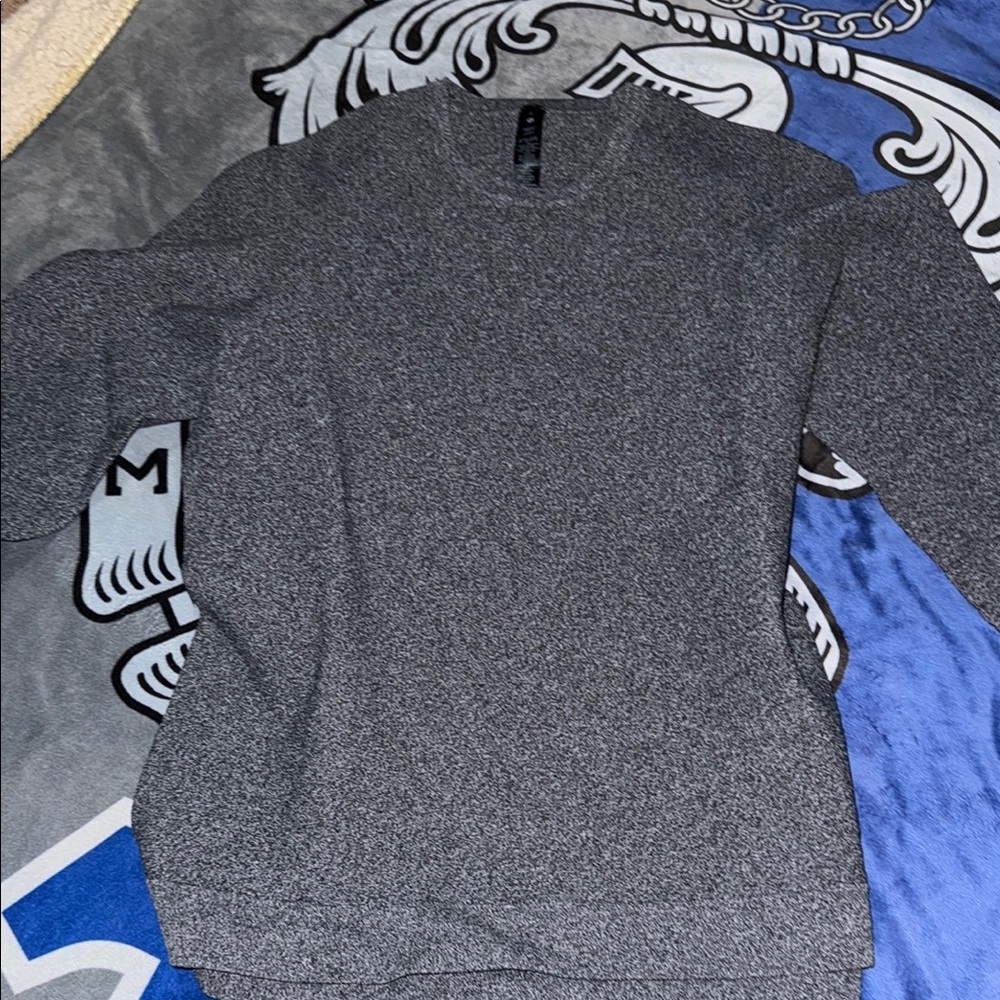 Gray Crewneck Sweater with Knit Texture
